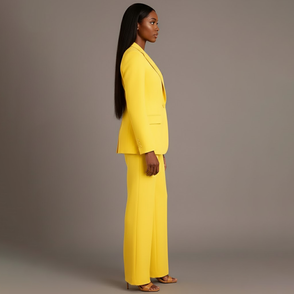 Women's Formal Tailored Suit Set Structured Long Blazer Slim-Fit Wide-Leg Pants Office Elegant – Christi