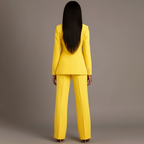 Women's Formal Tailored Suit Set Structured Long Blazer Slim-Fit Wide-Leg Pants Office Elegant – Christi