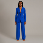 Women's Formal Tailored Suit Set Structured Long Blazer Slim-Fit Wide-Leg Pants Office Elegant – Christi