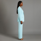 Women's Formal Tailored Suit Set Structured Long Blazer Slim-Fit Wide-Leg Pants Office Elegant – Christi
