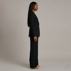 Women's Formal Tailored Suit Set Structured Long Blazer Slim-Fit Wide-Leg Pants Office Elegant – Christi