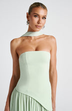 Women's Elegant Strapless Maxi Dress Fitted Slit Formal Party Wedding Guest Sophisticated – Mya
