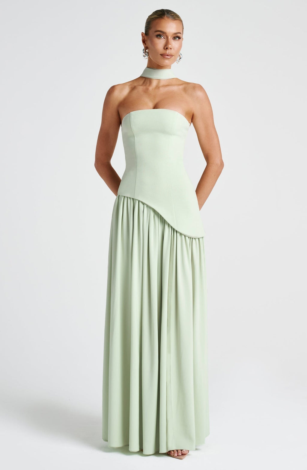 Women's Elegant Strapless Maxi Dress Fitted Slit Formal Party Wedding Guest Sophisticated – Mya