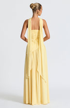 Women's Elegant Strapless Maxi Dress Fitted Slit Formal Party Wedding Guest Sophisticated – Mya