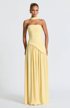 Women's Elegant Strapless Maxi Dress Fitted Slit Formal Party Wedding Guest Sophisticated – Mya