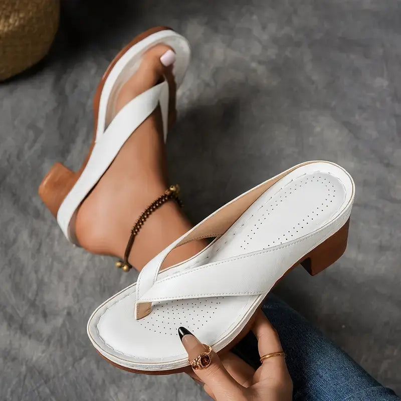 Women's Heeled Slippers Open Toe Ankle Strap Cushioned Support Casual Elegant – Marilyn