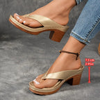 Women's Heeled Slippers Open Toe Ankle Strap Cushioned Support Casual Elegant – Marilyn
