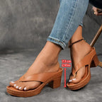 Women's Heeled Slippers Open Toe Ankle Strap Cushioned Support Casual Elegant – Marilyn