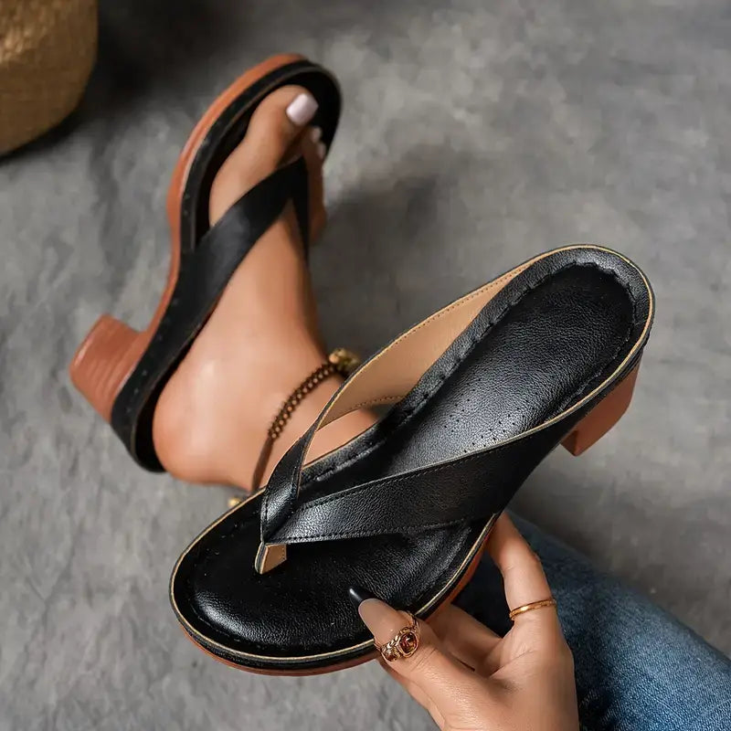 Women's Heeled Slippers Open Toe Ankle Strap Cushioned Support Casual Elegant – Marilyn