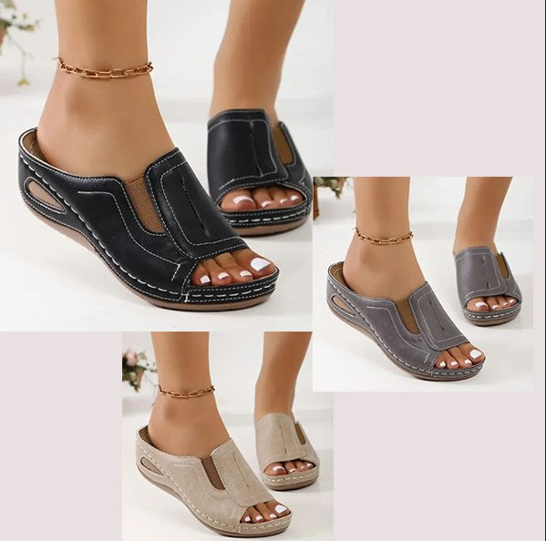 Women's Slip-On Wedge Slide Sandals Open Toe Arch Support Casual Summer Shoes – Camilla