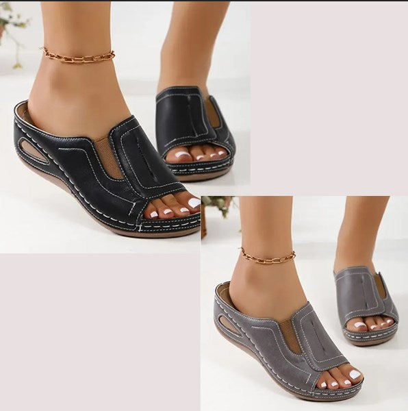 Women's Slip-On Wedge Slide Sandals Open Toe Arch Support Casual Summer Shoes – Camilla