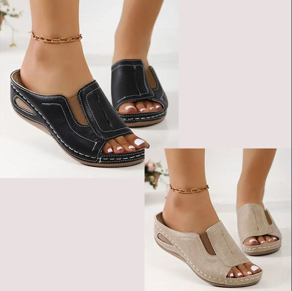 Women's Slip-On Wedge Slide Sandals Open Toe Arch Support Casual Summer Shoes – Camilla