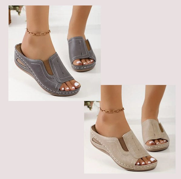 Women's Slip-On Wedge Slide Sandals Open Toe Arch Support Casual Summer Shoes – Camilla