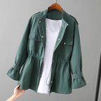 Women's Chic Utility Jacket Zipper Pockets Flattering Fit Minimalist Casual Everyday Elegant – Audrey