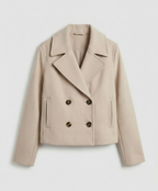 Women's Short Double-Breasted Jacket Lapel Collar Button Placket Casual Chic Cropped Coat – Heidi