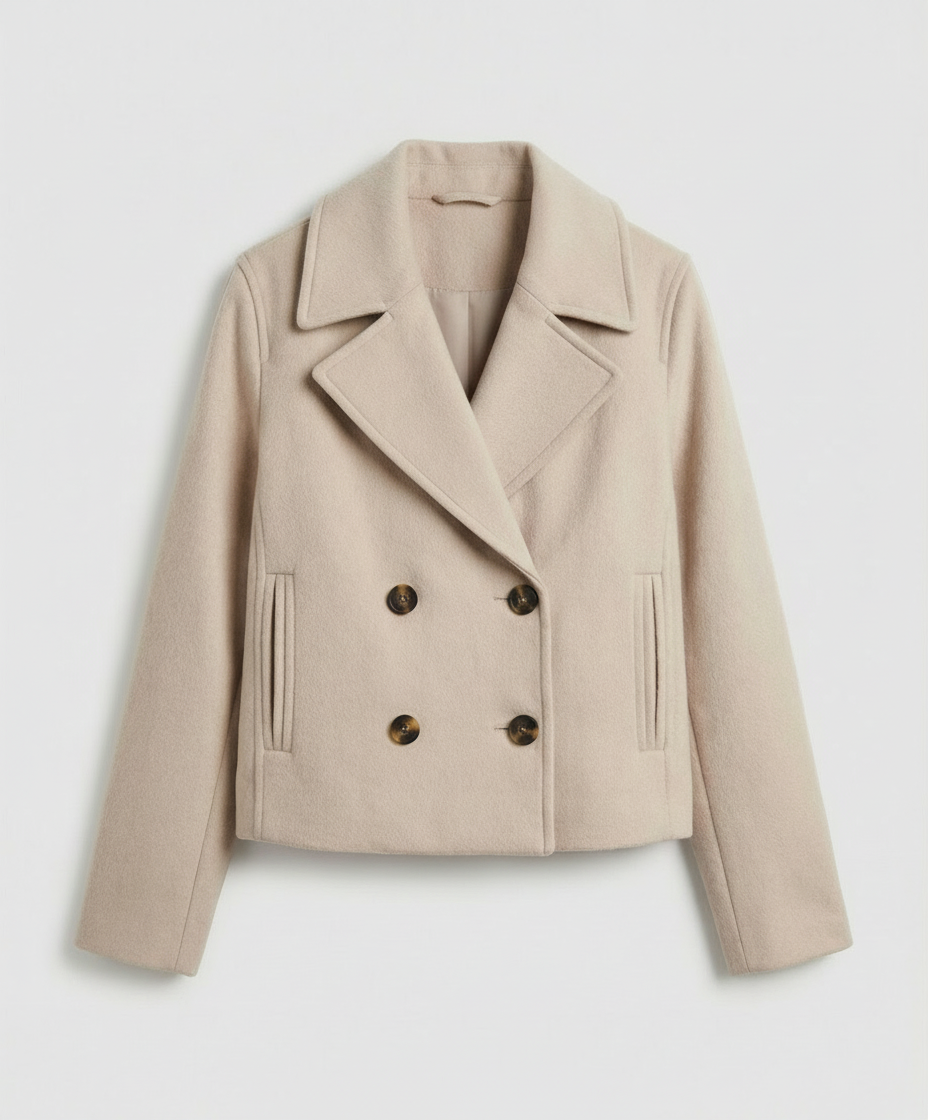 Women's Short Double-Breasted Jacket Lapel Collar Button Placket Casual Chic Cropped Coat – Heidi