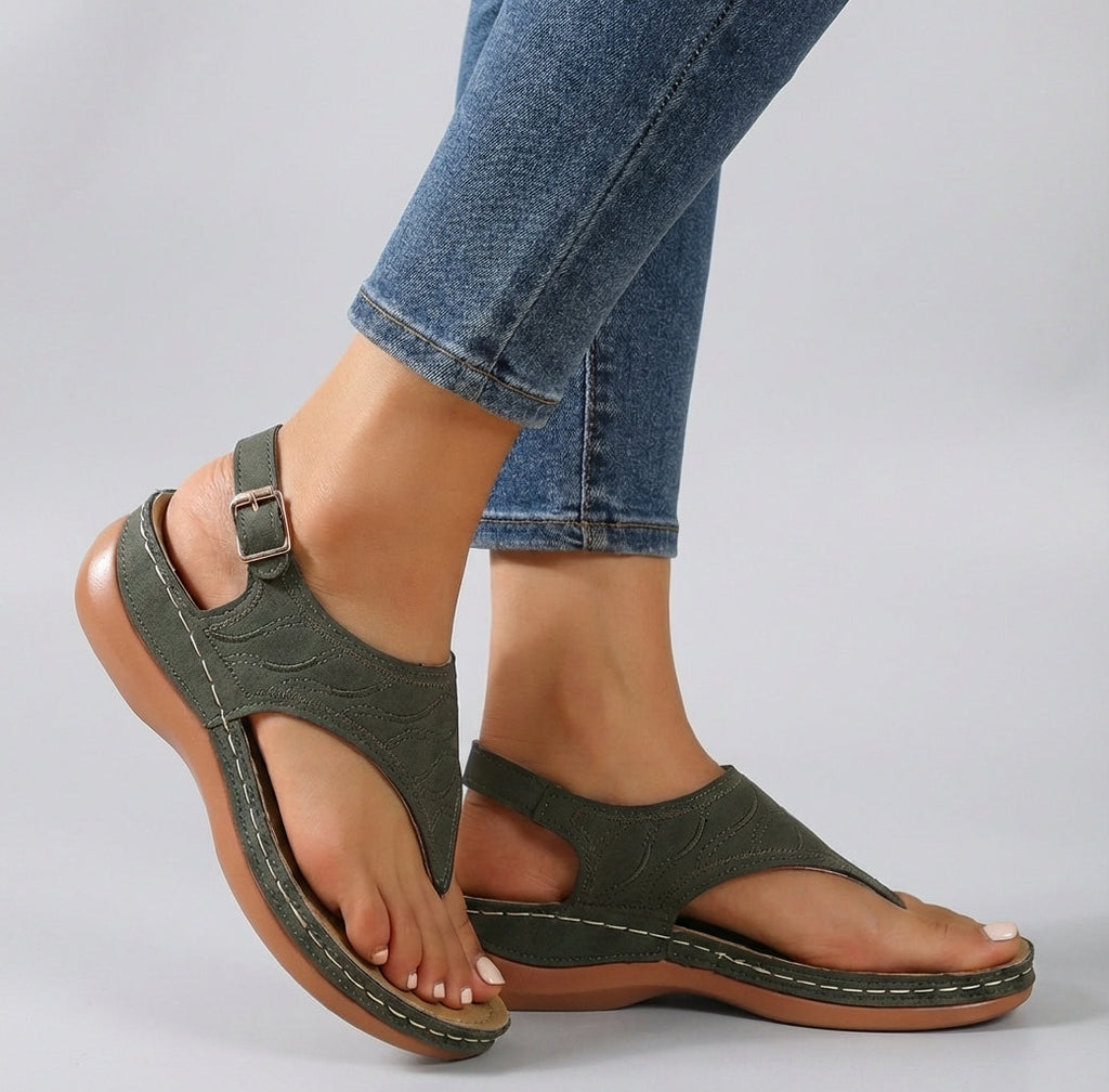 Women's Comfort Fit Ankle Strap Wedge Sandals Open Toe Flip Flop Casual Summer Shoes – Amelia