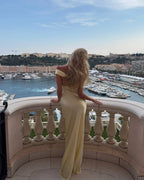 Women's Long Wedding Off-Shoulder Satin Dress Open Back Fluid Elegant Formal Gown – Alicia