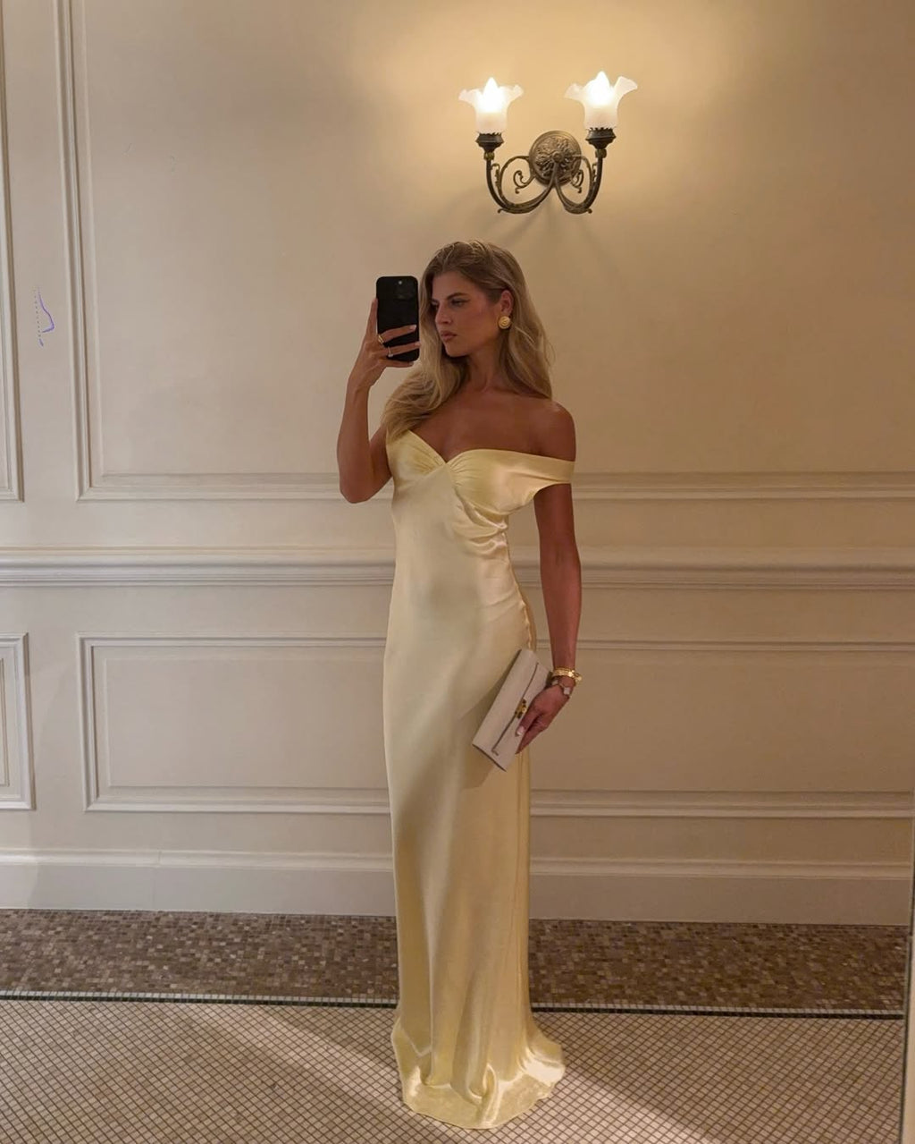 Women's Long Wedding Off-Shoulder Satin Dress Open Back Fluid Elegant Formal Gown – Alicia