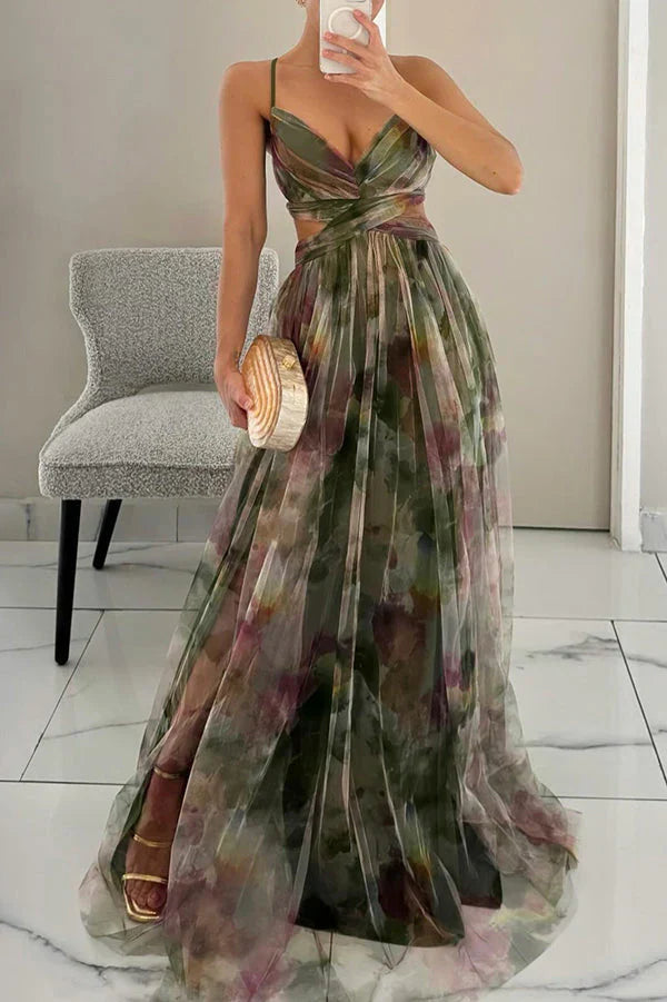 Women's Romantic Sleeveless Formal Dress – Softly Draped Fluid Elegant Party Dress & Wedding Guest Gown