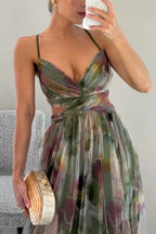 Women's Romantic Sleeveless Formal Dress – Softly Draped Fluid Elegant Party Dress & Wedding Guest Gown