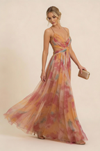 Women's Romantic Sleeveless Formal Dress – Softly Draped Fluid Elegant Party Dress & Wedding Guest Gown