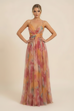 Women's Romantic Sleeveless Formal Dress – Softly Draped Fluid Elegant Party Dress & Wedding Guest Gown