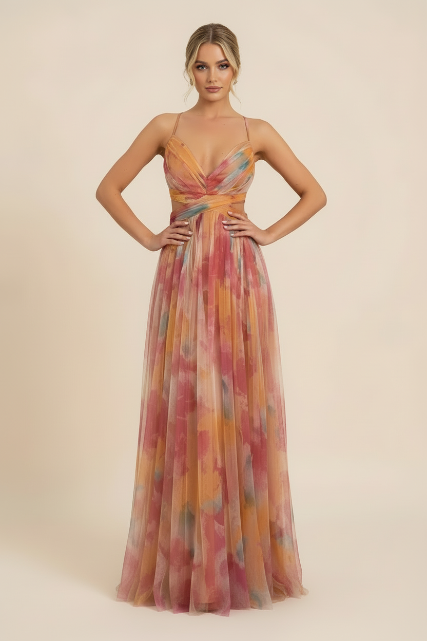 Women's Romantic Sleeveless Formal Dress – Softly Draped Fluid Elegant Party Dress & Wedding Guest Gown