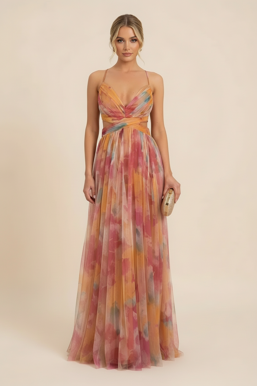 Women's Romantic Sleeveless Formal Dress – Softly Draped Fluid Elegant Party Dress & Wedding Guest Gown