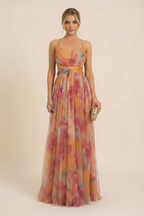 Women's Romantic Sleeveless Formal Dress – Softly Draped Fluid Elegant Party Dress & Wedding Guest Gown