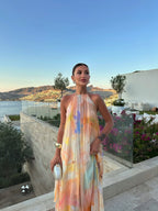 Women's Printed Halter Long Dress Summer Wedding Guest Garden Party Beach Vacation Boho Formal – Corinna