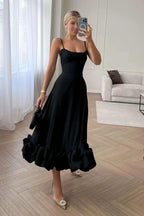 Women's Sleeveless Midi Wedding Guest Dress Fluid Silhouette Waist-Defining Lightweight Versatile – Heather