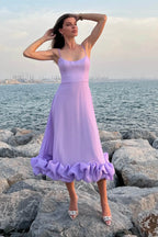 Women's Sleeveless Midi Wedding Guest Dress Fluid Silhouette Waist-Defining Lightweight Versatile – Heather