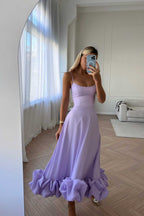 Women's Sleeveless Midi Wedding Guest Dress Fluid Silhouette Waist-Defining Lightweight Versatile – Heather