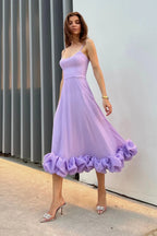 Women's Sleeveless Midi Wedding Guest Dress Fluid Silhouette Waist-Defining Lightweight Versatile – Heather