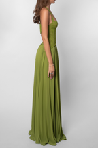 Women's Long Wedding Dress Pleated Lace Halter Bodice Fluid Skirt Formal Elegant Gown – Kenley