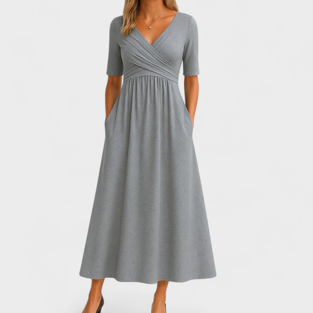 Women's Chic V-Neck Midi Dress Wrap Style Elegant Wedding Cocktail Casual Dinner Formal – Jessica