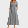 Women's Chic V-Neck Midi Dress Wrap Style Elegant Wedding Cocktail Casual Dinner Formal – Jessica