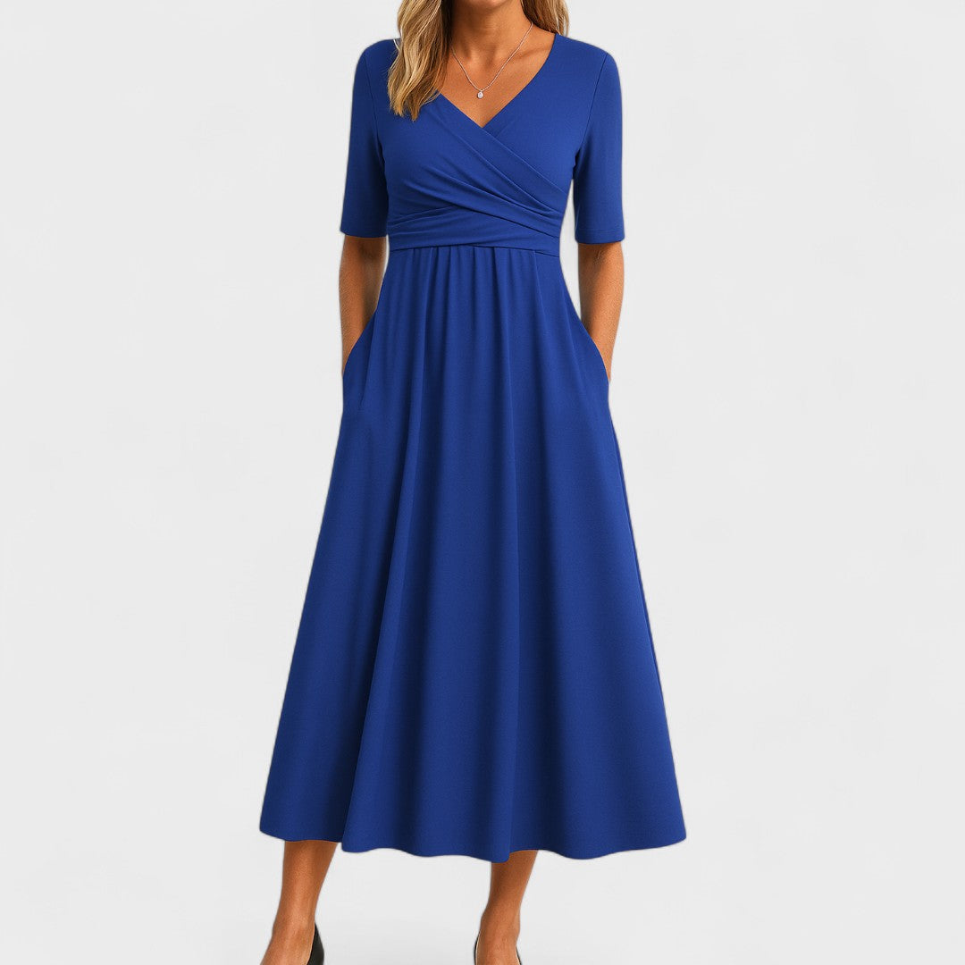 Women's Chic V-Neck Midi Dress Wrap Style Elegant Wedding Cocktail Casual Dinner Formal – Jessica