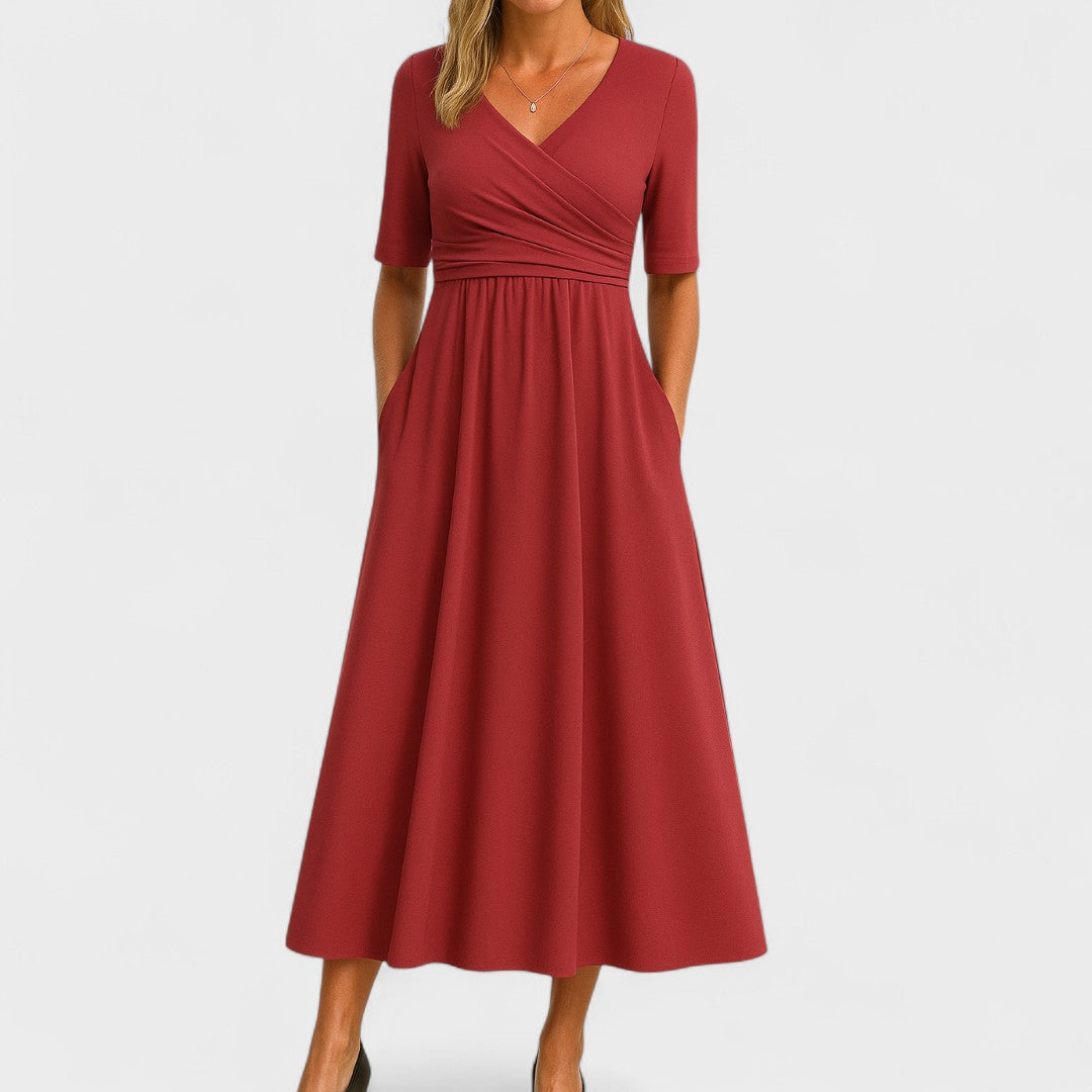 Women's Chic V-Neck Midi Dress Wrap Style Elegant Wedding Cocktail Casual Dinner Formal – Jessica