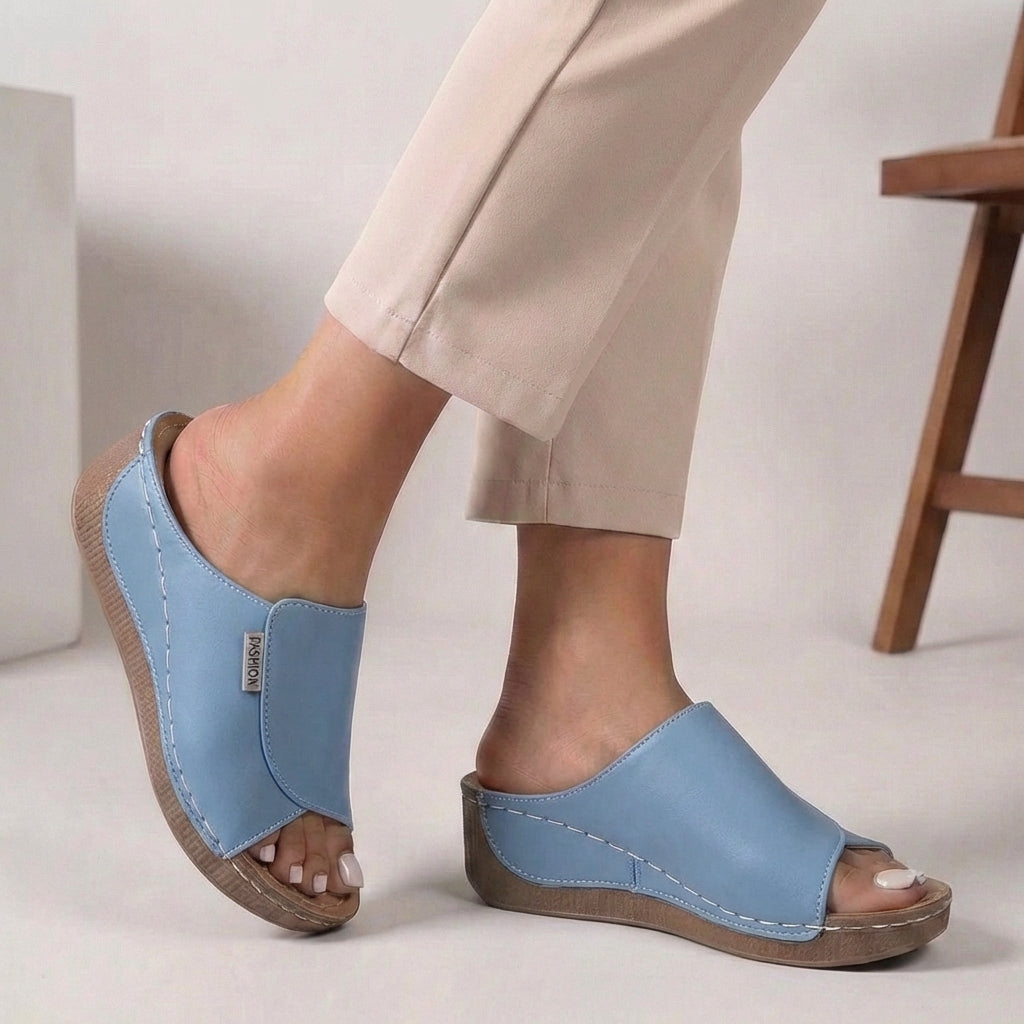 Women's Slip-On Wedge Comfort Slippers Open Toe Casual Summer – Madison