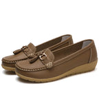 Women's Leather Moccasin Loafers Slip-On Flat Arch Support Casual Everyday Shoes