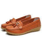 Women's Leather Moccasin Loafers Slip-On Flat Arch Support Casual Everyday Shoes