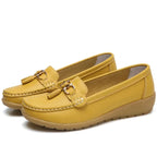 Women's Leather Moccasin Loafers Slip-On Flat Arch Support Casual Everyday Shoes
