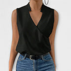Women's Sophisticated Sleeveless V-Neck Top Breathable Lightweight Flattering Summer – Loretta