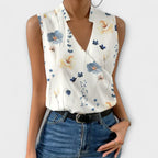 Women's Sophisticated Sleeveless V-Neck Top Breathable Lightweight Flattering Summer – Loretta