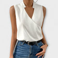 Women's Sophisticated Sleeveless V-Neck Top Breathable Lightweight Flattering Summer – Loretta