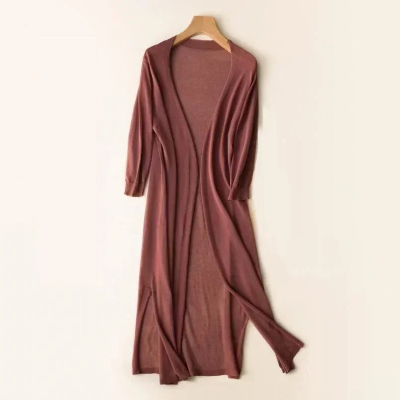 Women's Casual Relaxed Fit Long Cardigan Open Front Longline Lightweight Layering Elegant – Danielle