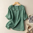 Women's Vintage Blouse Button Detail Peter Pan Collar Long Sleeve Soft Casual Elegant – Kristi