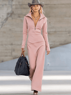 Women's Sporty V-Neck Zip Long Dress Long Sleeve Fitted Casual Formal Party Cowgirl Elegant